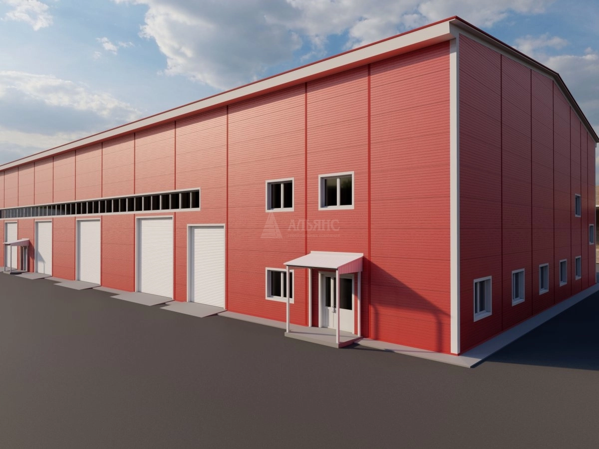3D визуализация Ремонтно-механическая мастерская из сэндвич-панелей - фото 1