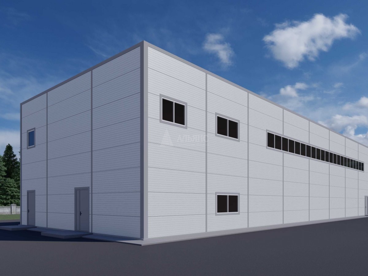 3D визуализация Склад с АБК из сэндвич панелей - фото 3