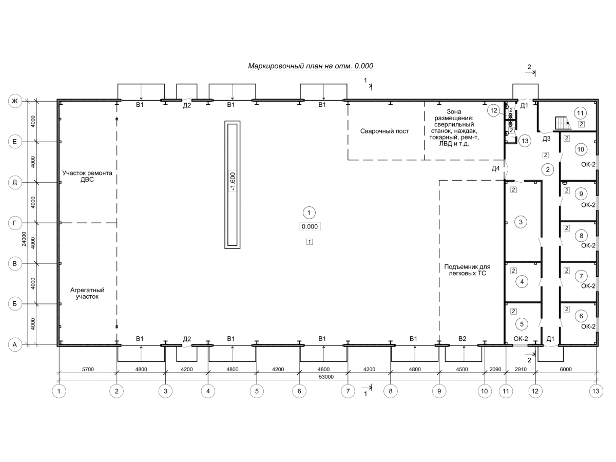 Планировка Ремонтно-механическая мастерская из сэндвич-панелей -  фото 1